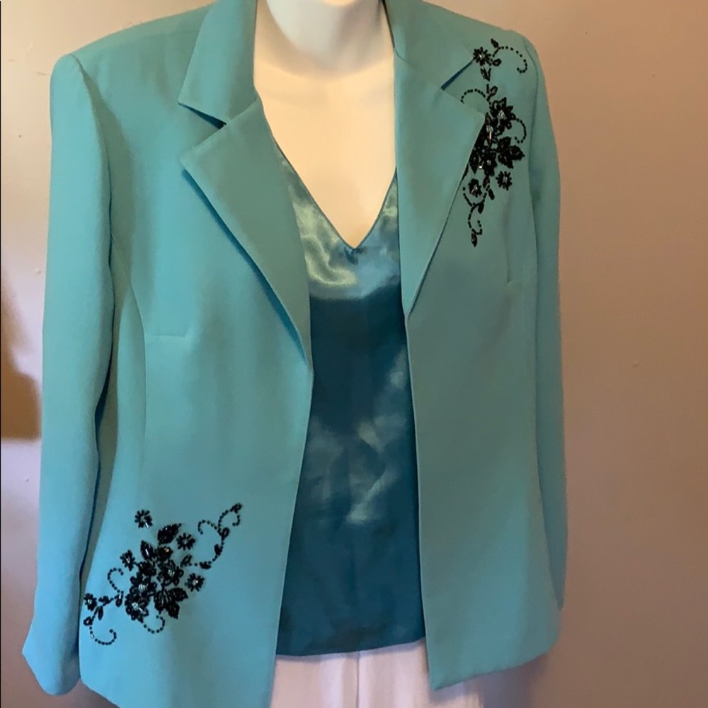 Light teal blue jacket and camisole tank
